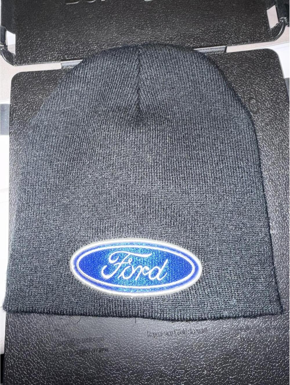Ford Black Knit Beanie Hat with Logo Patch